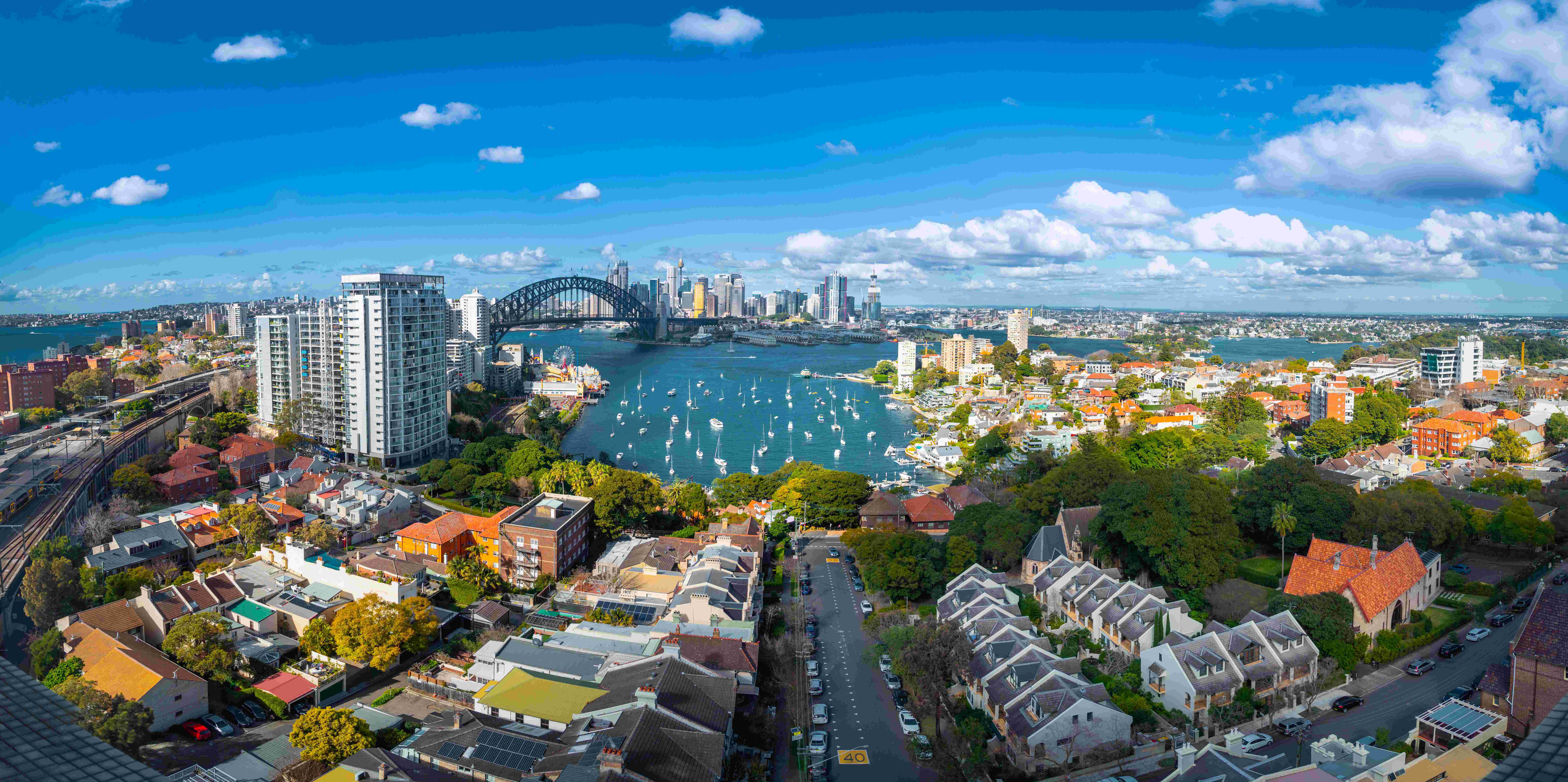 Aerial image of Sydney showing housing around the city