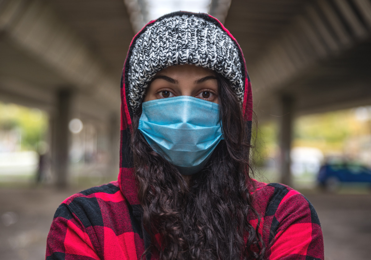 Homeless woman covid