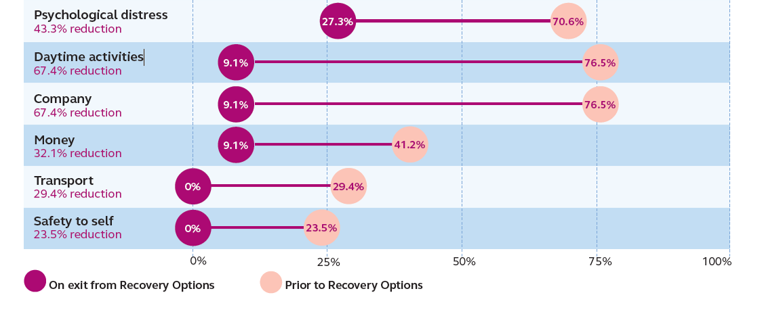 Recovery Options: Participants significantly improved their ability to meet key needs.