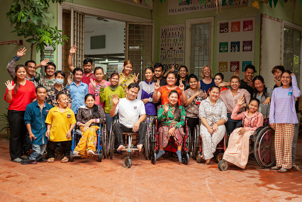 Antonia visiting social enterprise in Cambodia in May 2022.