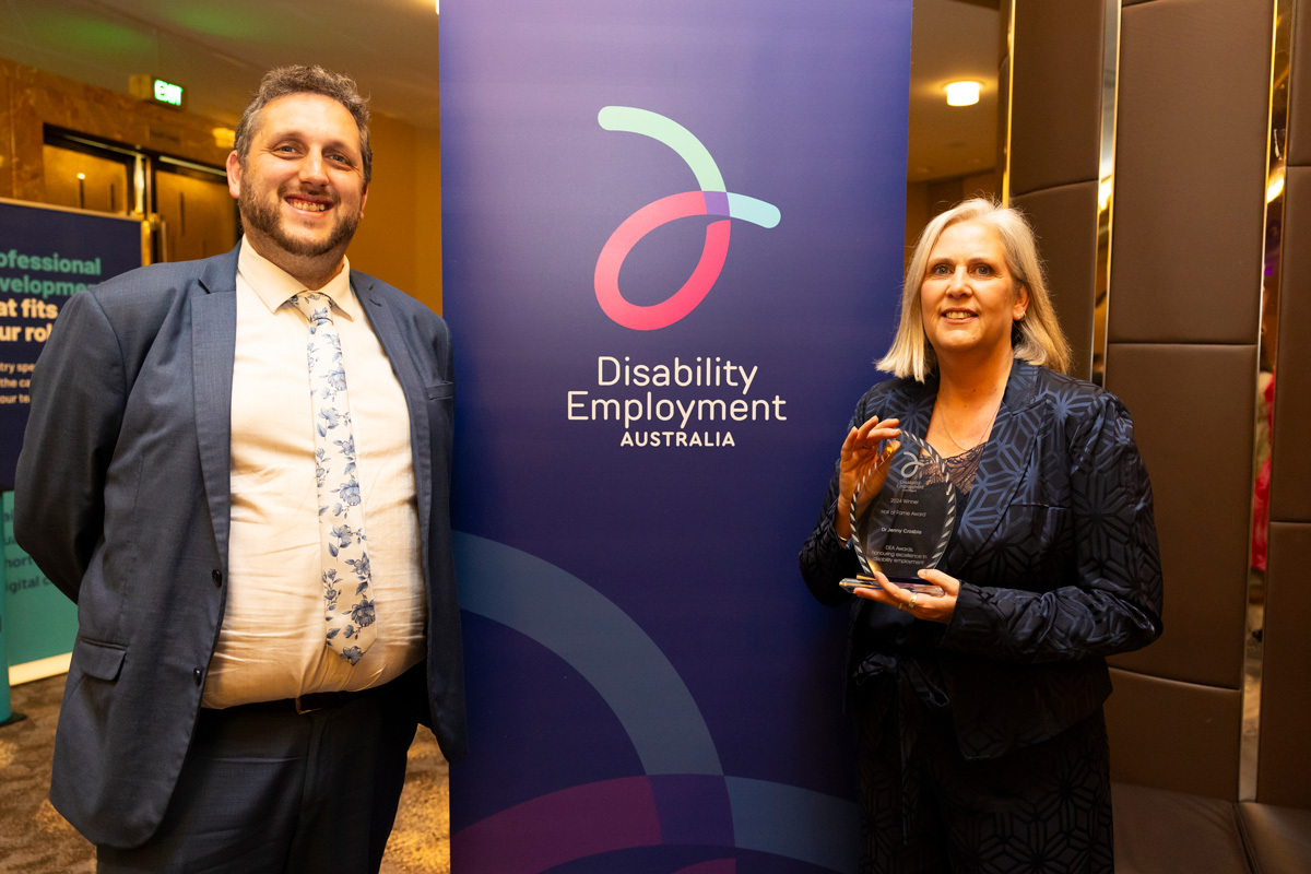 Dr Jenny Crosbie with Peter Bacon, CEO of Disability Employment Australia
